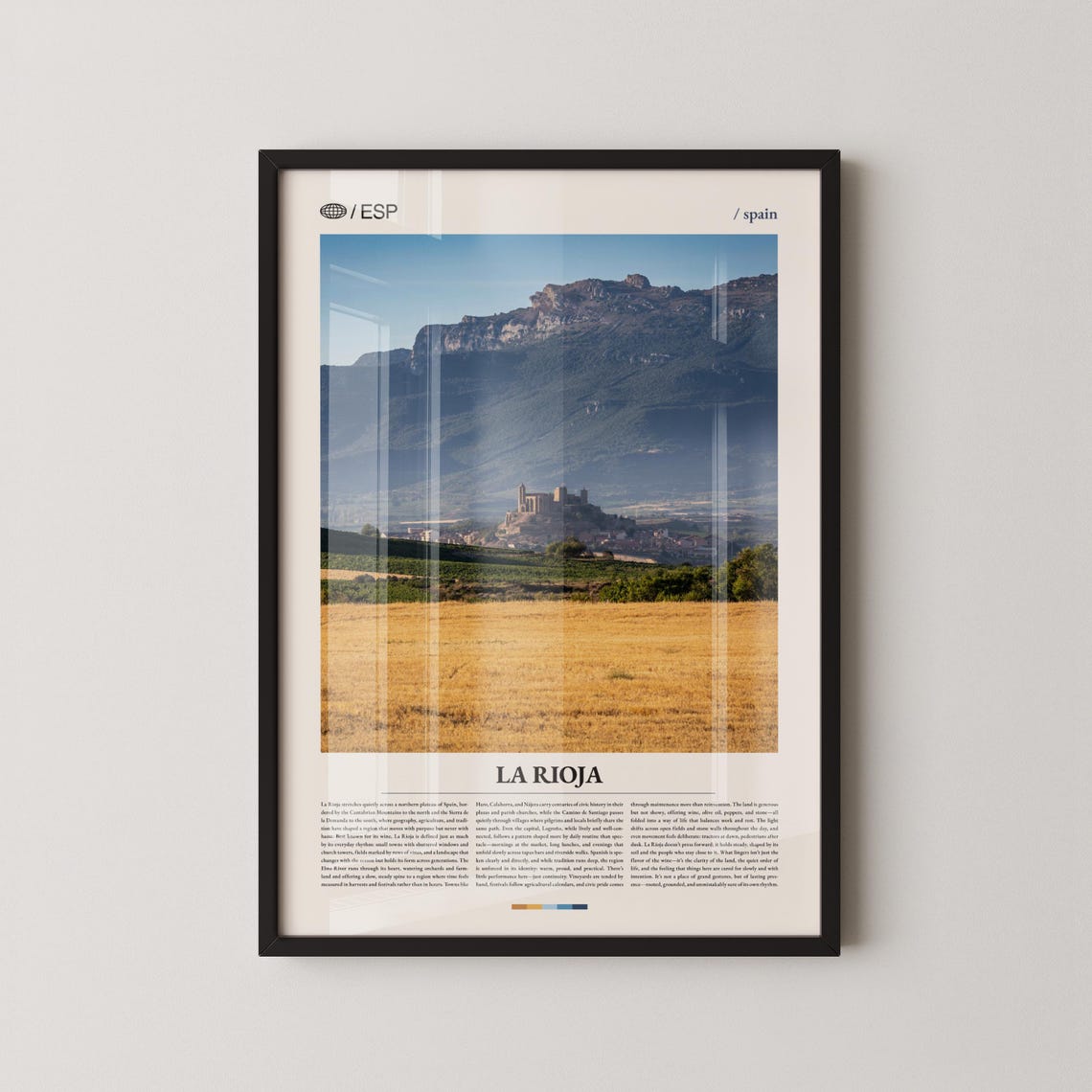 La Rioja Spain Hilltop Village Golden Fields Editorial Travel Poster