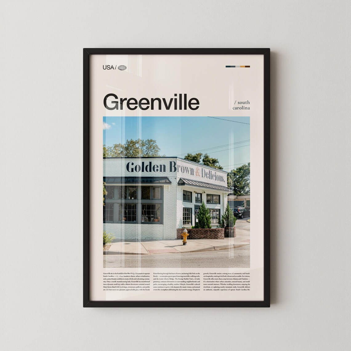 Greenville SC Golden Brown Delicious Corner Cafe Photo Poster Art