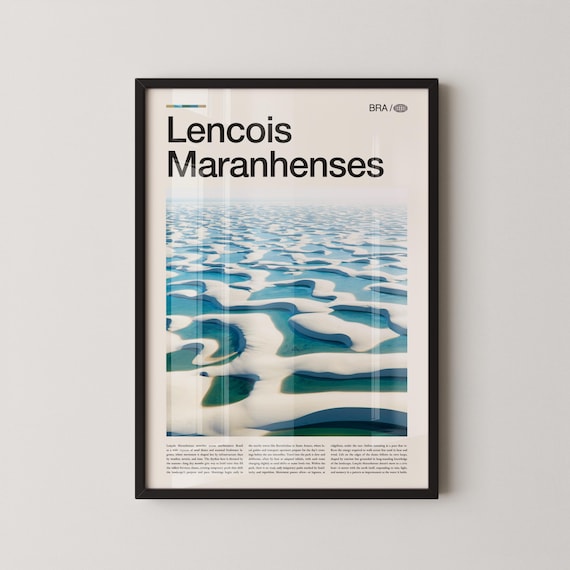 Lencois Maranhenses Brazil Sand Dunes Lagoons Editorial Travel Poster
