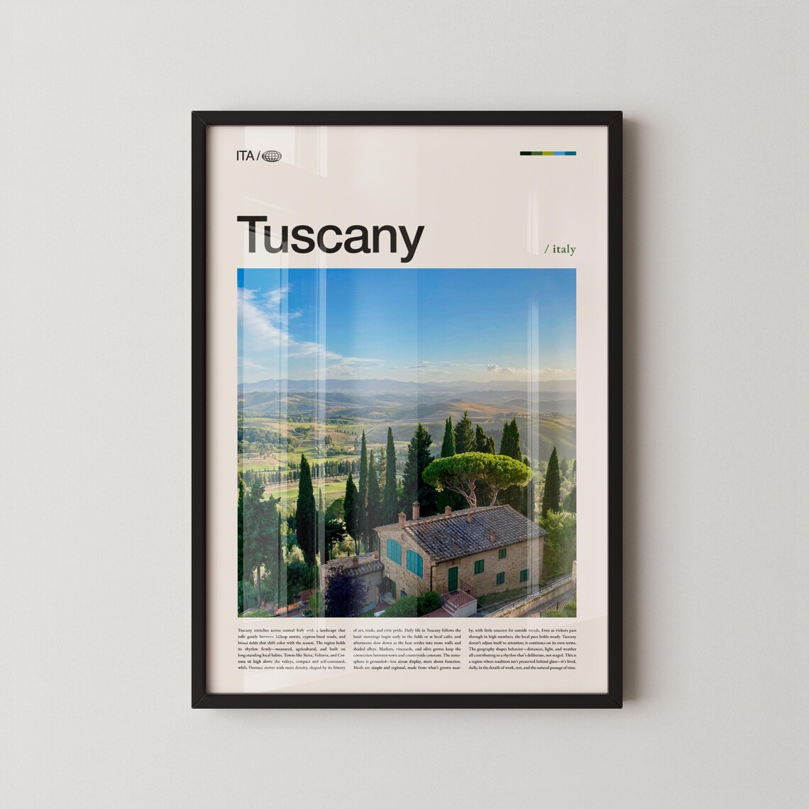 Tuscany Italy Farmhouse Cypress Hills Travel Photography Poster