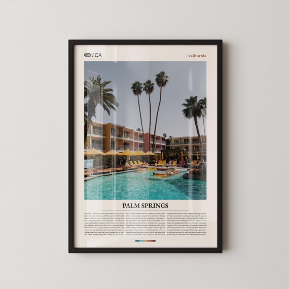 Palm Springs California Resort Pool Palms Photo Travel Poster