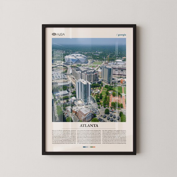 Atlanta Georgia Downtown Aerial Stadium Skyline Photo Poster