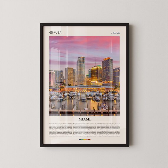 Miami Print Florida Wall Art Poster Photo South Beach Ocean Drive Wynwood Walls Biscayne Bay Little Havana
