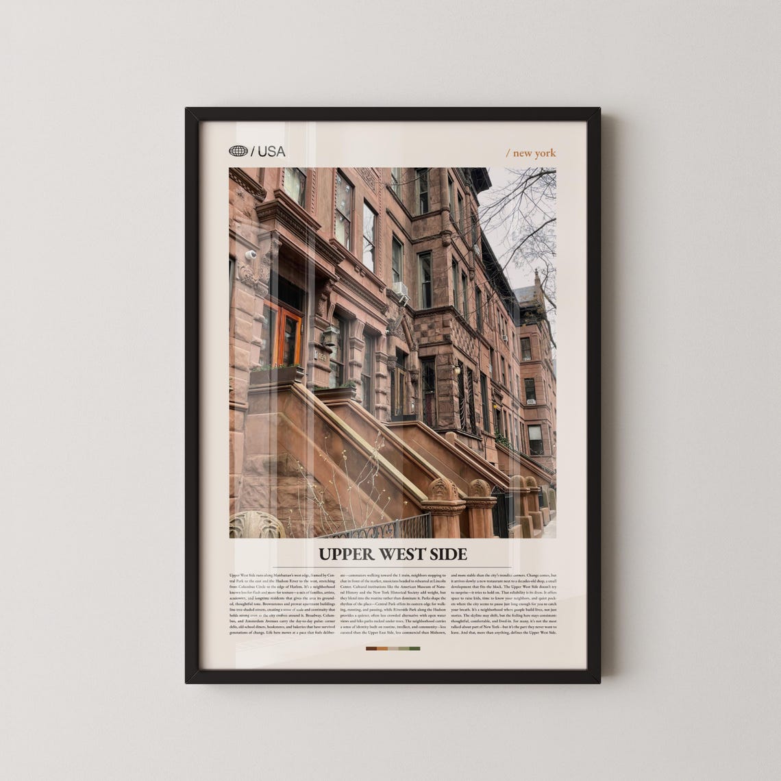 Upper West Side New York Brownstone Townhouses Photo Travel Poster
