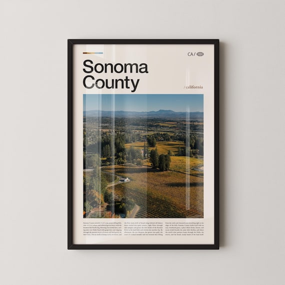 Sonoma County California Vineyard Aerial Golden Landscape Poster