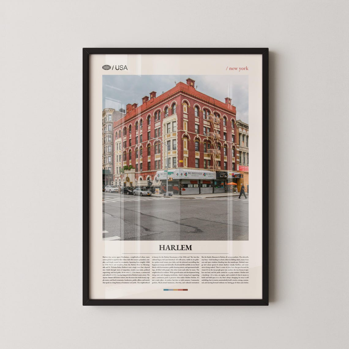 Harlem New York Historic Red Brick Corner Street Building Poster