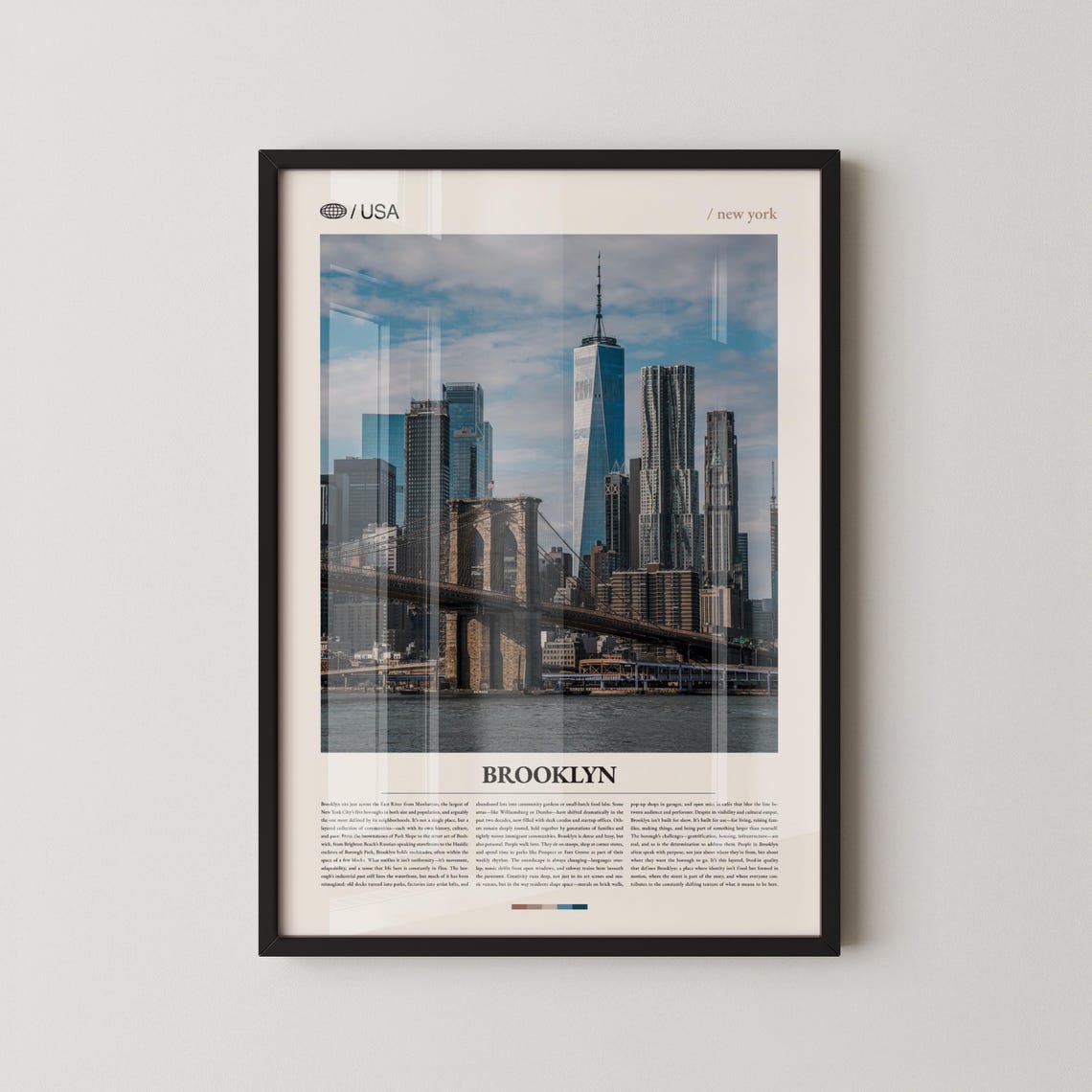 Brooklyn Bridge Water View Downtown Manhattan Skyline Travel Poster