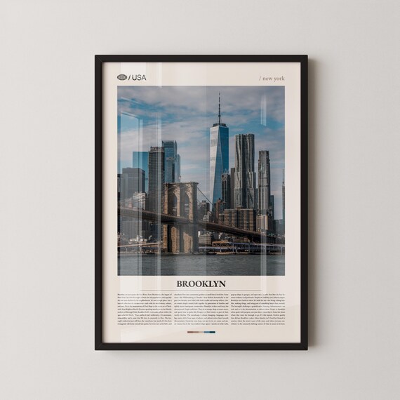 Brooklyn Bridge Water View Downtown Manhattan Skyline Travel Poster