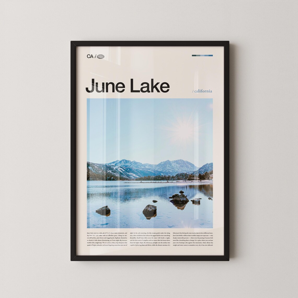 June Lake California Snowy Mountain Lake Photo Essay Travel Poster