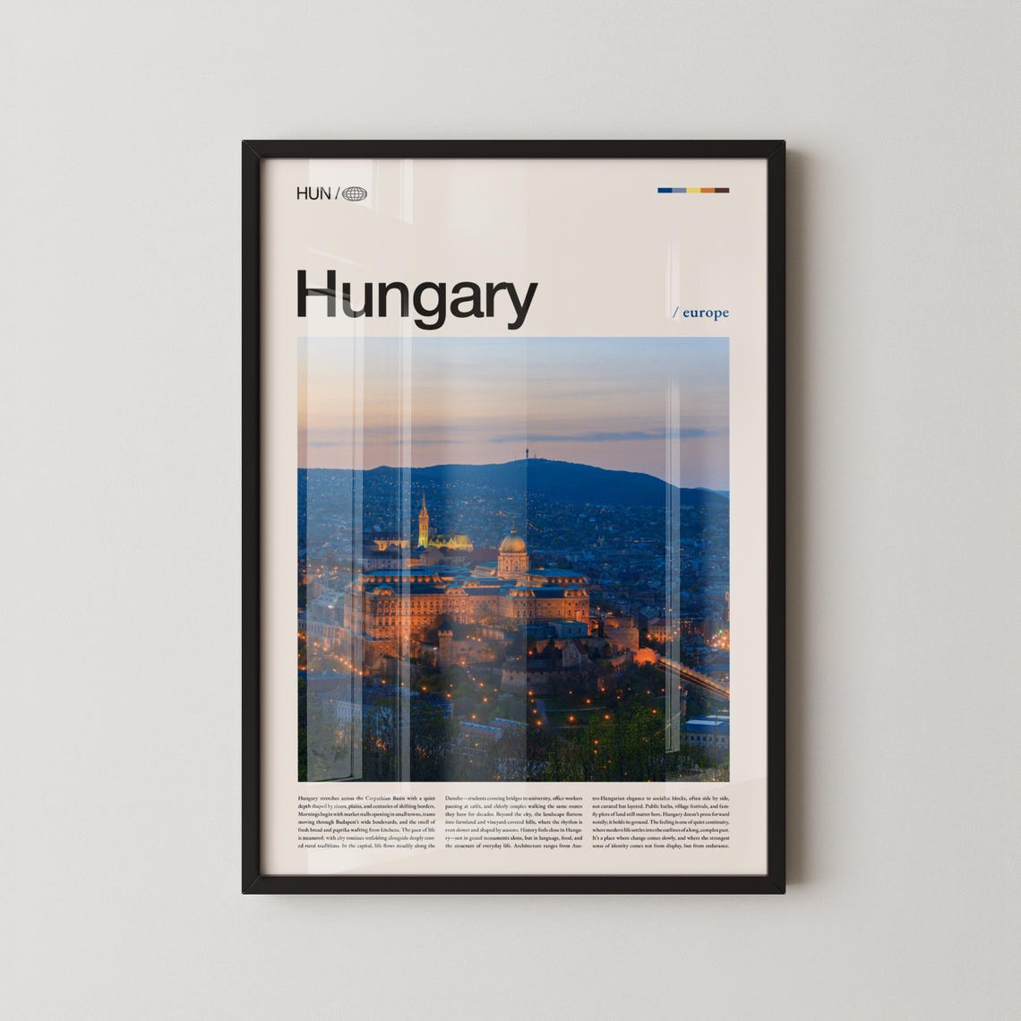 Hungary Budapest Dusk Blue Hour Cityscape Travel Photo Poster