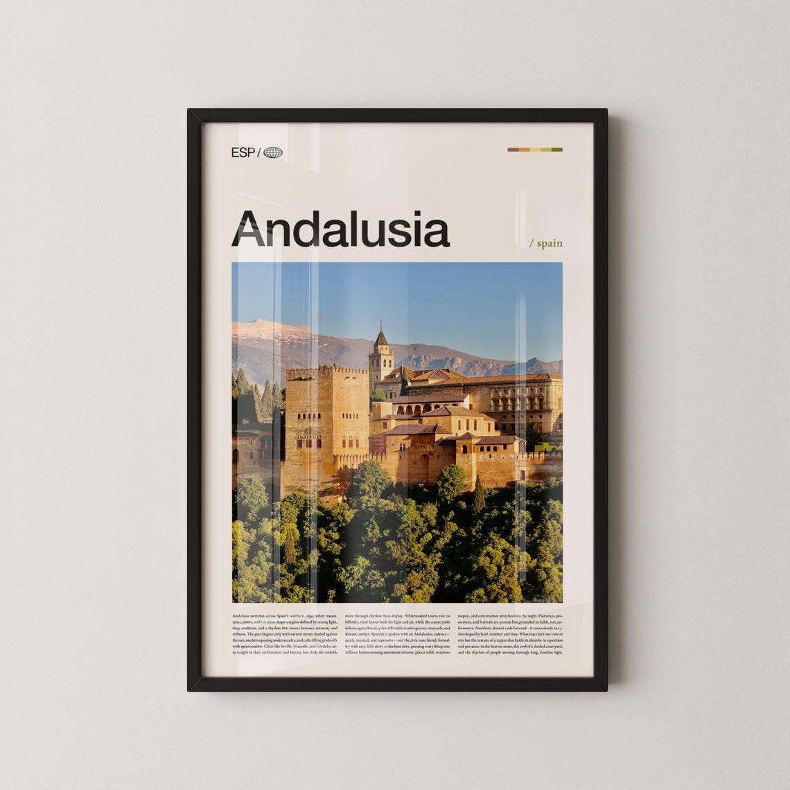 Andalusia Spain Alhambra Granada Minimalist Travel Photography Poster