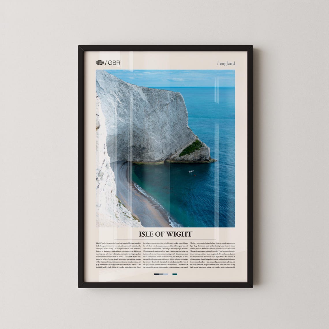 Isle Of Wight White Chalk Cliffs Turquoise Sea England Travel Poster