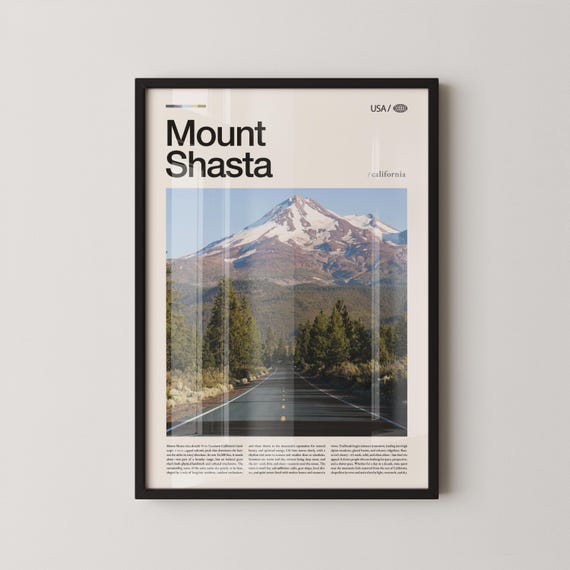 Mt Shasta Print Wall Art Poster Photo Mount Shastatrinity National Forest Lake