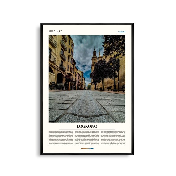 Logrono Historic Spanish Street Cathedral Tower Photo Travel Poster