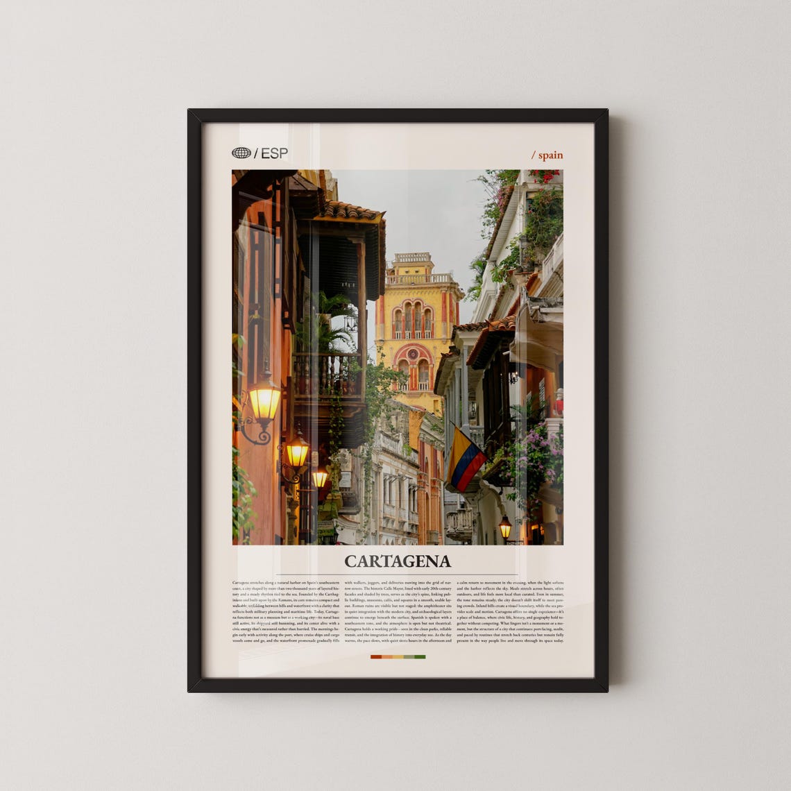 Cartagena Spain Glowing Historic Colonial Street Travel Poster