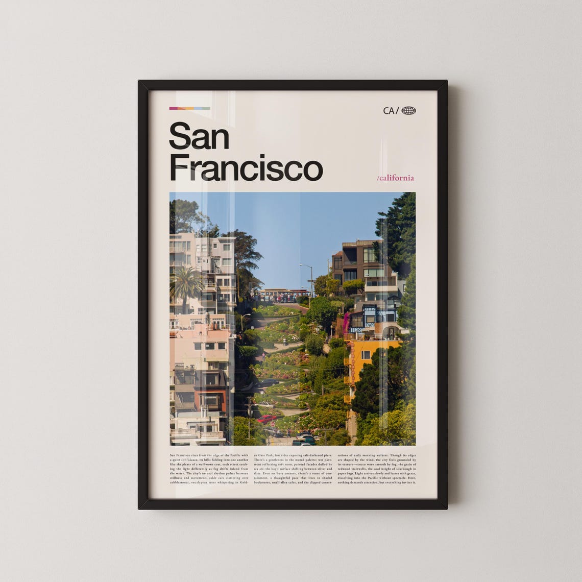San Francisco Winding Lombard Street Hillside Photo Travel Poster