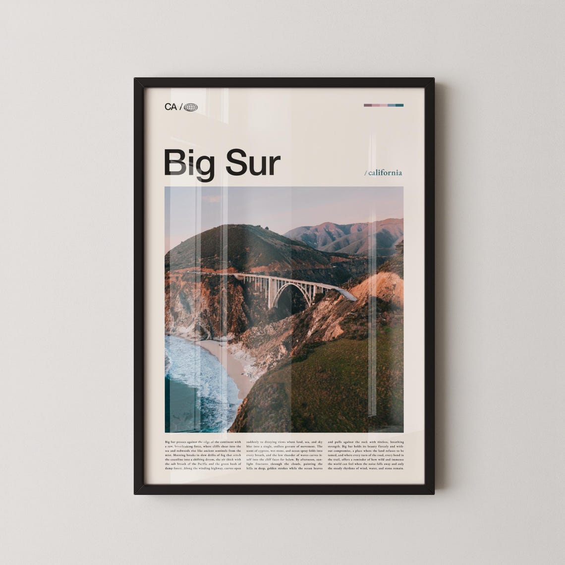 Big Sur California Bixby Bridge Coastline Sunset Travel Poster