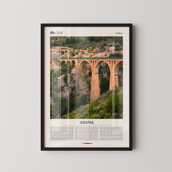 Adana Turkey Stone Viaduct Editorial Photo Travel Poster Landmark
