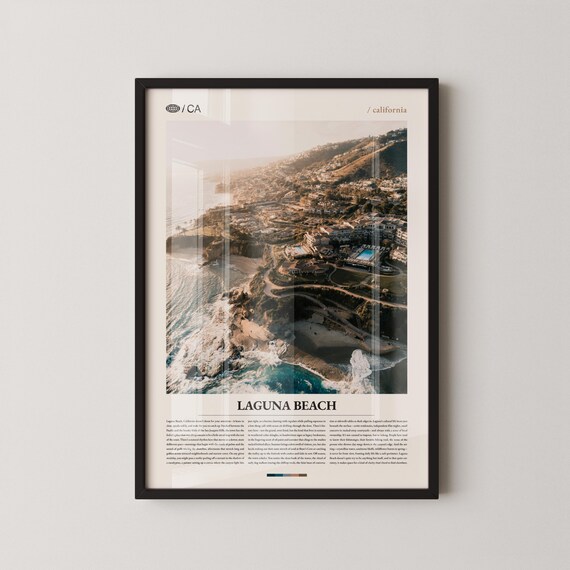 Laguna Beach California Rocky Coast Editorial Photo Travel Poster