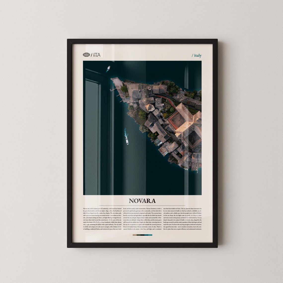 Novara Italy Photography Poster with Aerial View of the Historic City