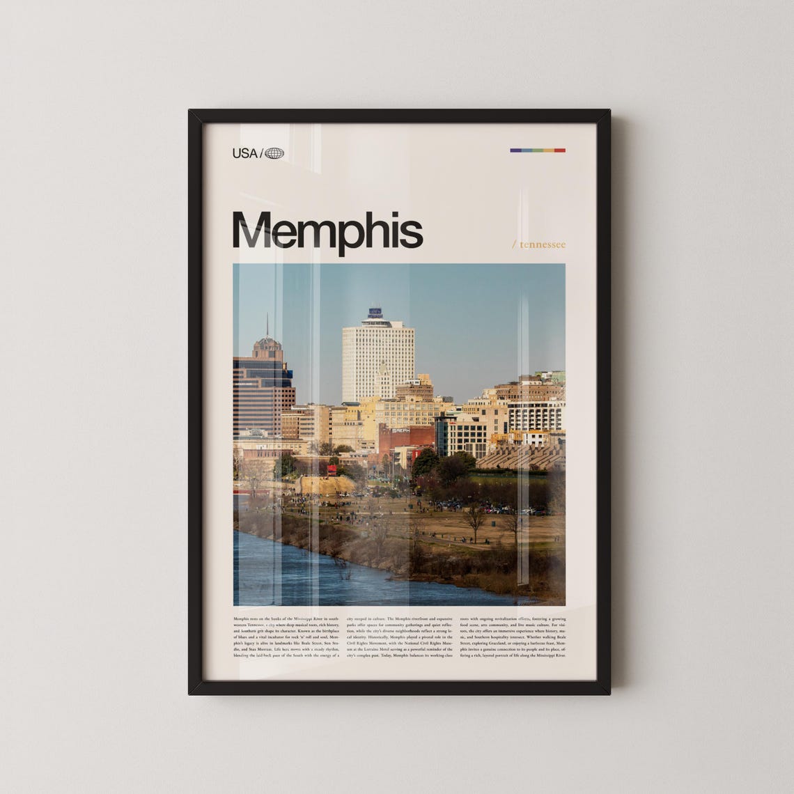 Memphis Tennessee Downtown Skyline Riverfront Photo Music City Poster