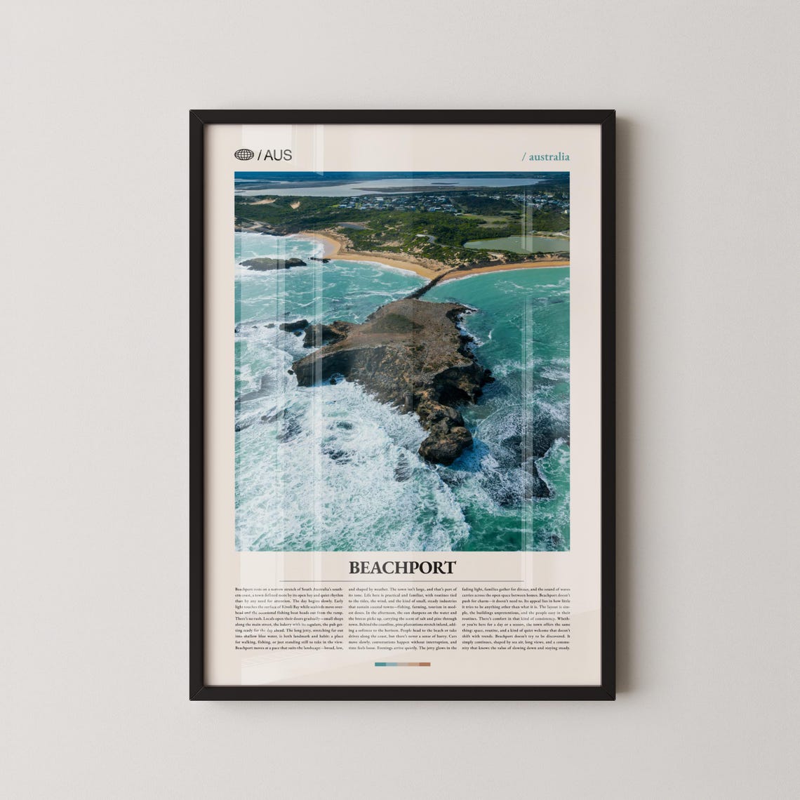 Beachport Australia Coastal Aerial Turquoise Surf Scenic Poster