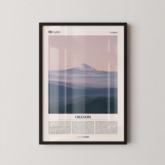 Oregon Mount Hood Scenic Photo Travel Poster With Editorial Layout