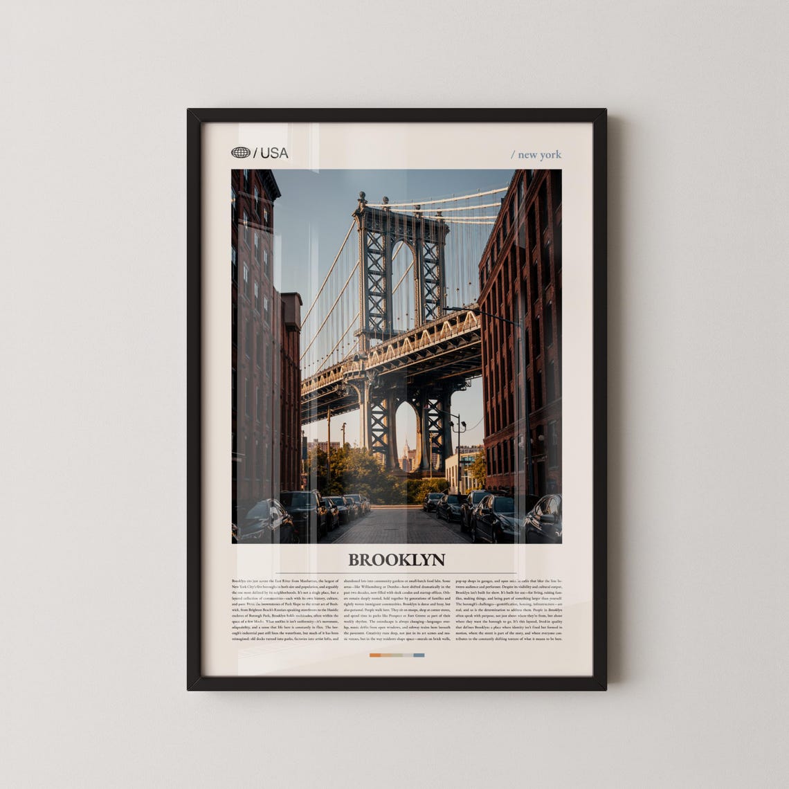 Brooklyn Manhattan Bridge Cobblestone Street Daytime Photo Poster