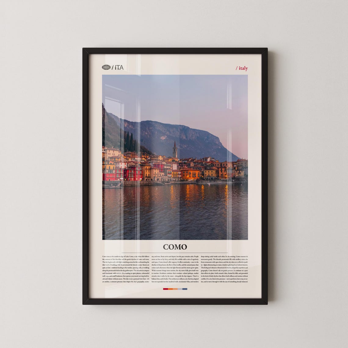 Lake Como Italy Lakeside Town Dusk Photography Travel Poster