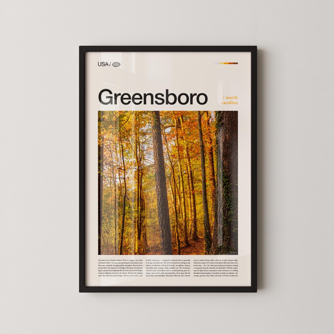 Greensboro North Carolina Golden Forest Landscape Photo Poster