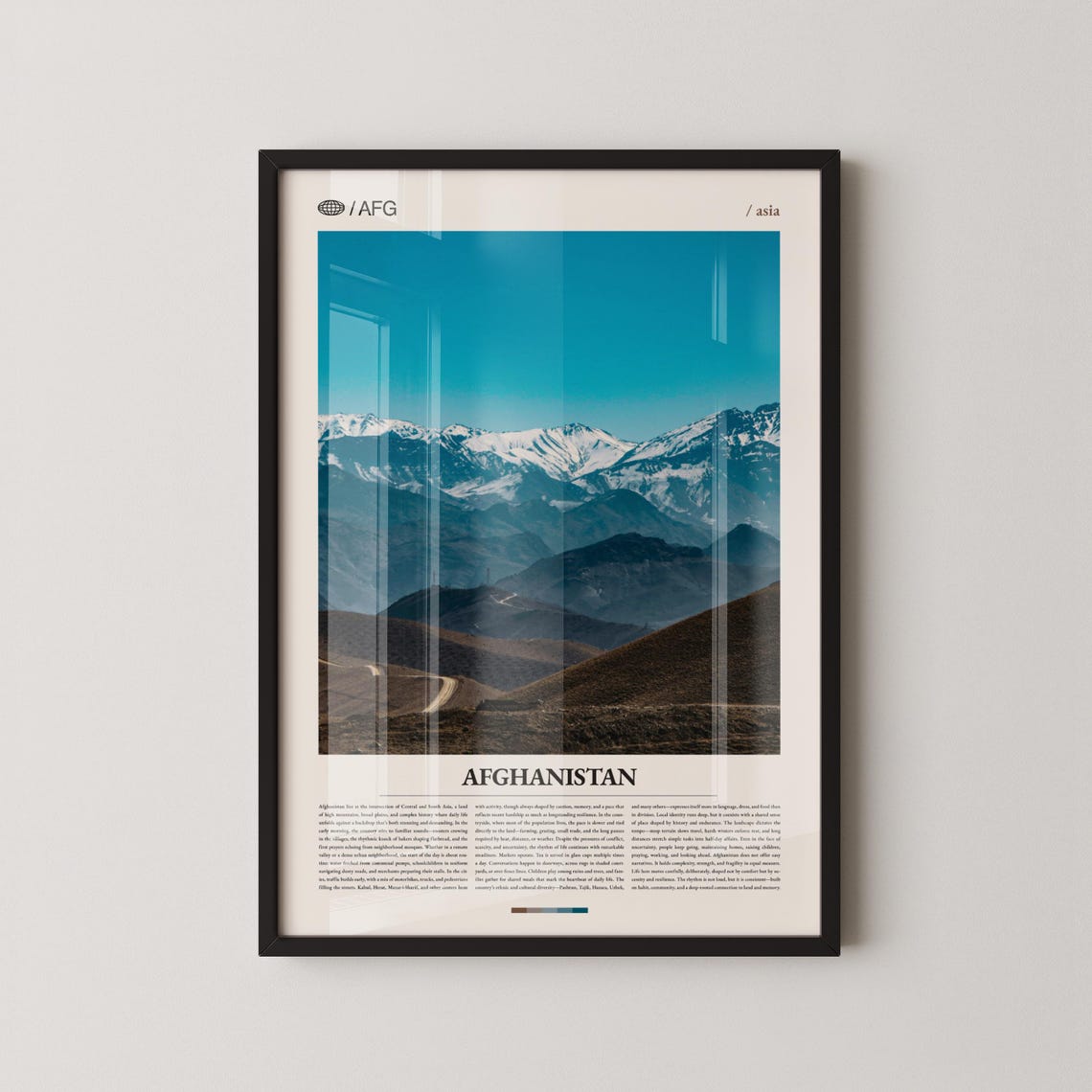 Afghanistan Snowy Mountains Winding Dirt Road Landscape Poster
