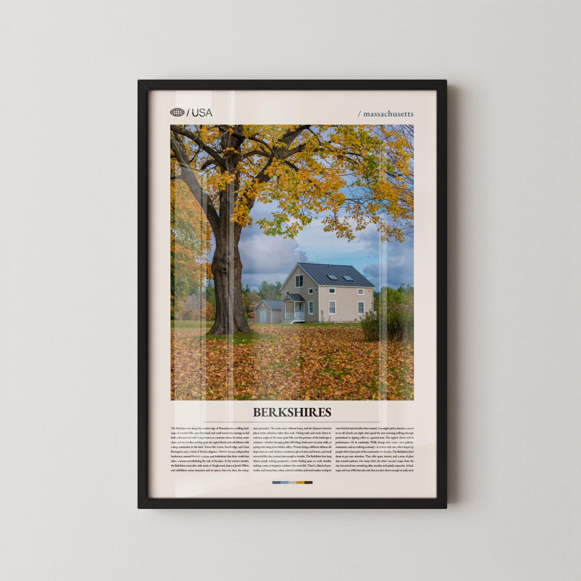 The Berkshires Massachusetts Autumn Farmhouse Fall Foliage Poster