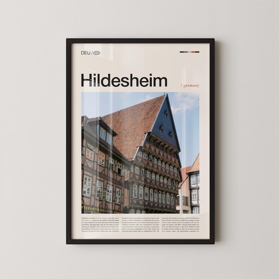 Hildesheim Germany Historic Timbered Houses Travel Poster Market Square View