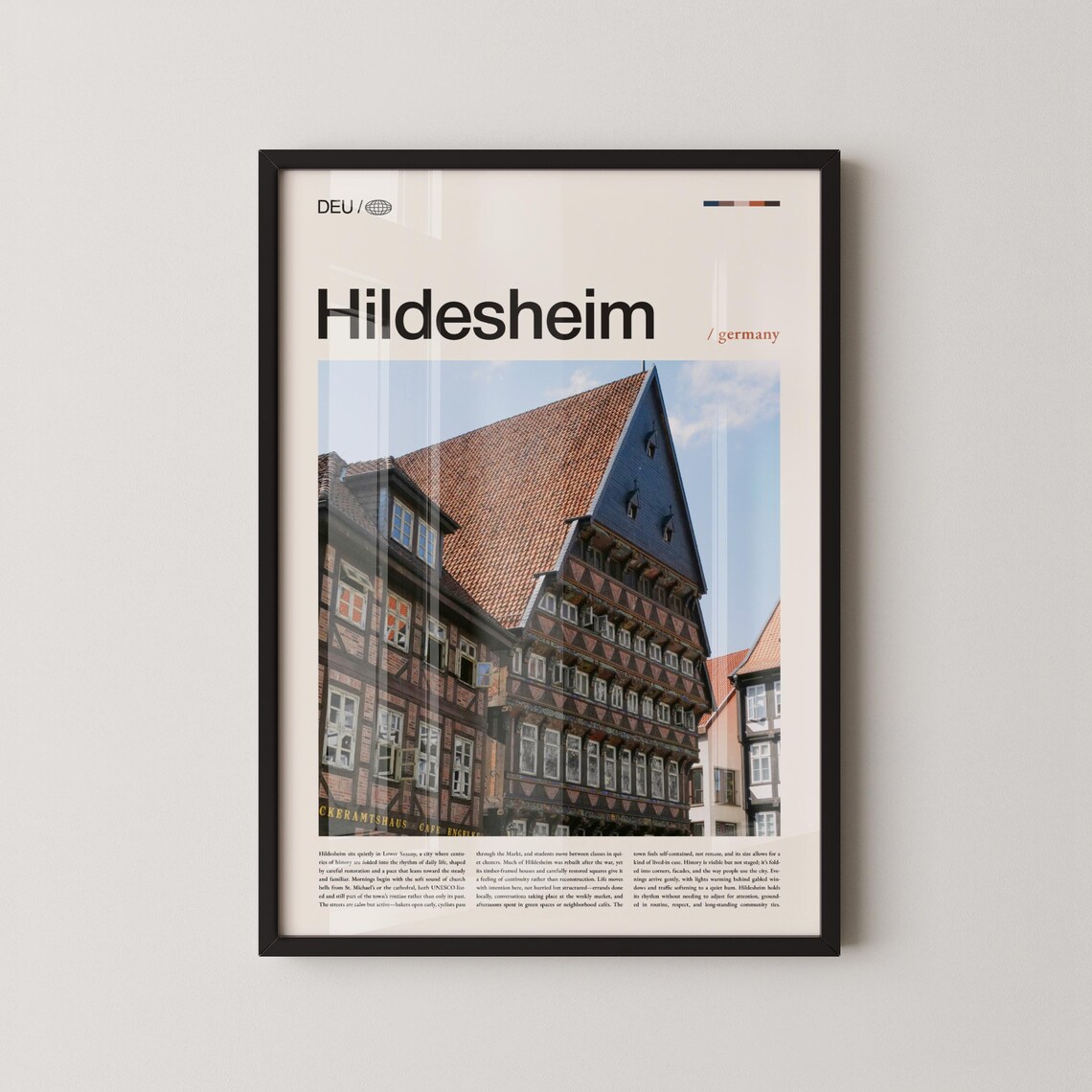 Hildesheim Germany Historic Timbered Houses Travel Poster Market Square View