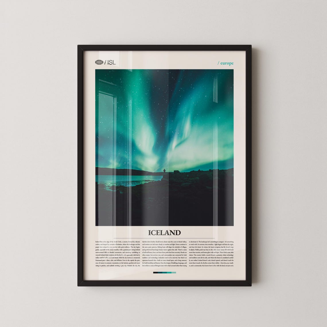 Iceland Aurora Borealis Night Coast Northern Lights Travel Poster