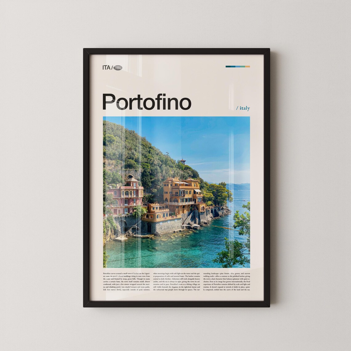 Portofino Italy Colorful Harbor Village Hillside Photo Travel Poster