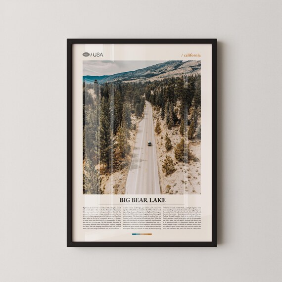 Big Bear Lake Print Wall Art Poster Photo Mountain Resort Boulder Bay