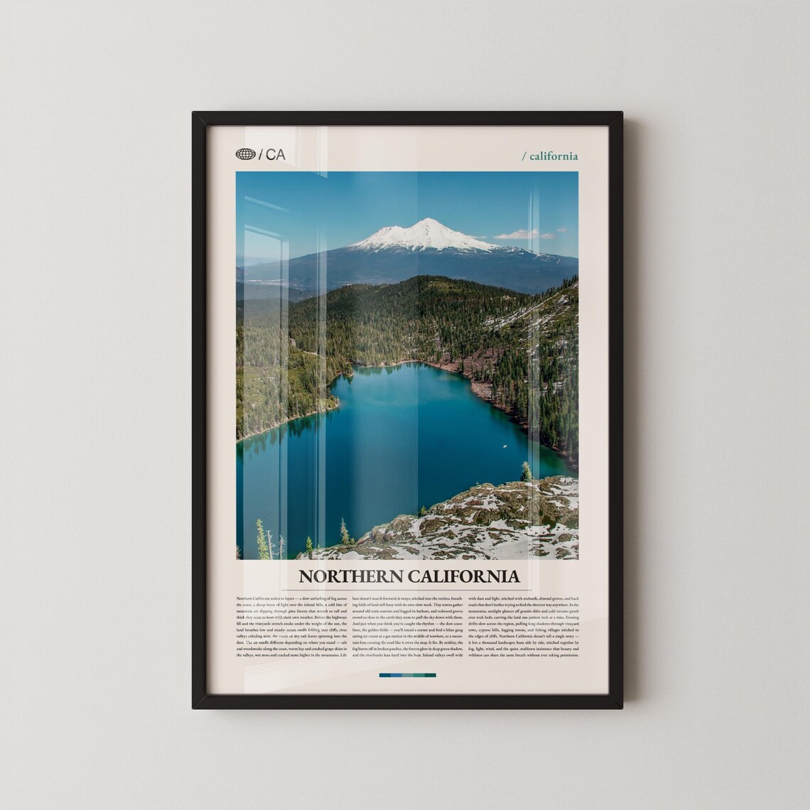 Northern California Mount Shasta Snow Peak Lake Photo Poster