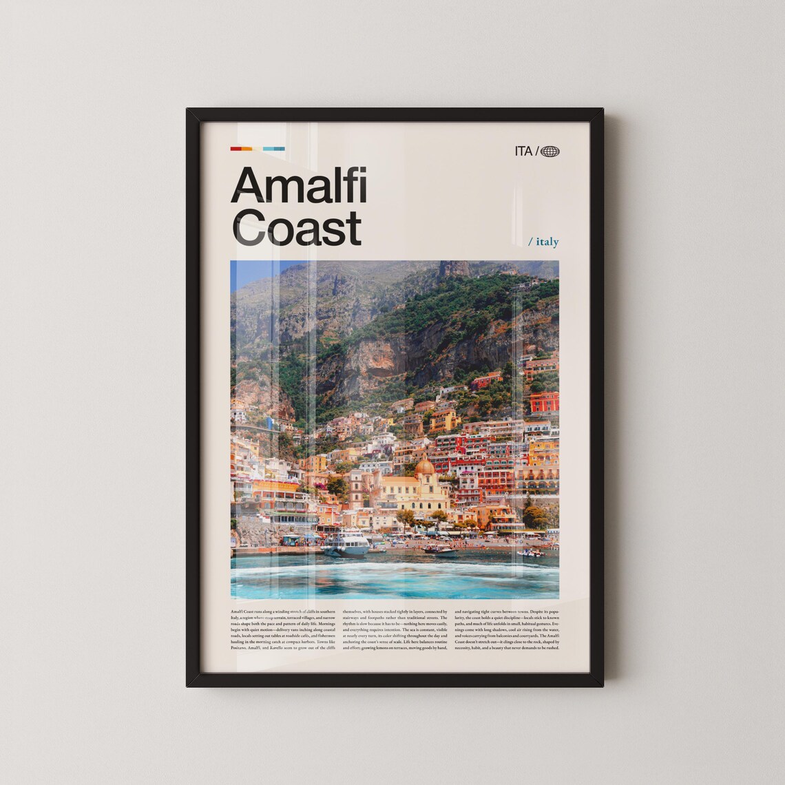 Amalfi Coast Italy Colorful Cliffside Village Seaside Photo Poster