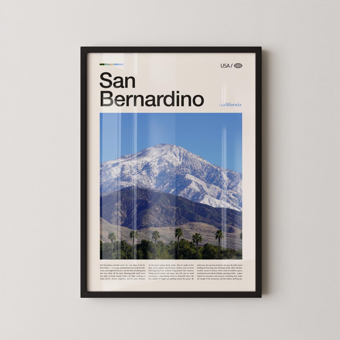 San Bernardino California Snow Capped Mountain Palms Photo Poster