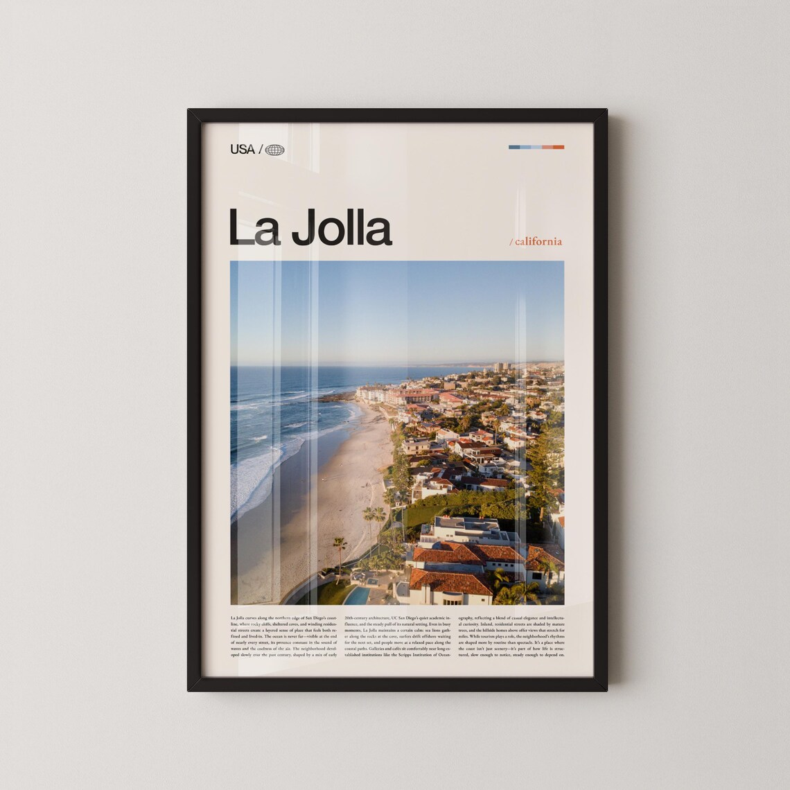 La Jolla California Sunny Beach Daytime Aerial Coastline Photo Poster