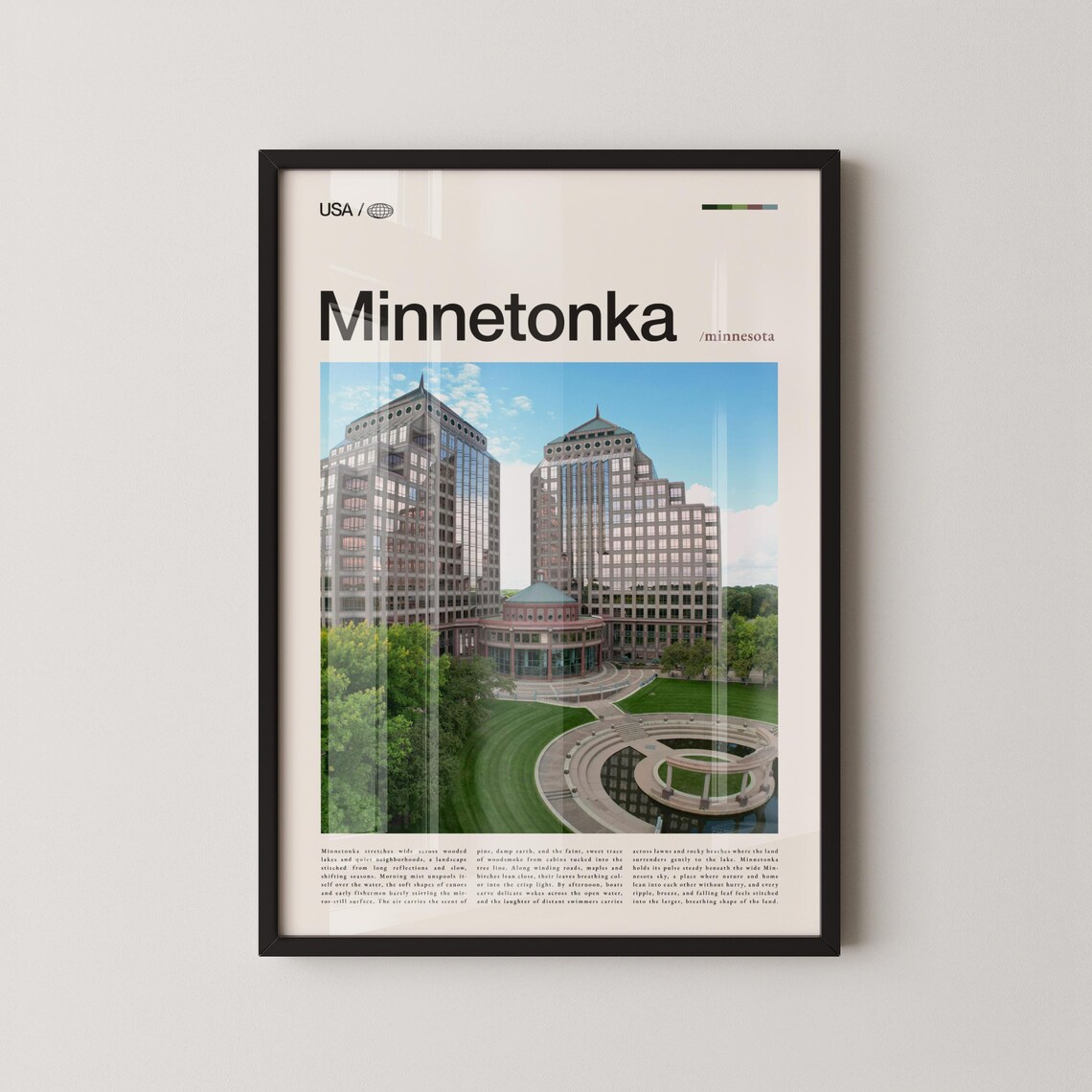 Minnetonka Minnesota Twin Glass Office Towers Photo Travel Poster