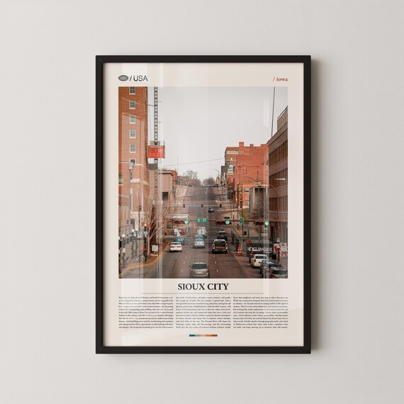 Sioux City Iowa Downtown 5th Street Vintage Brick Buildings Poster