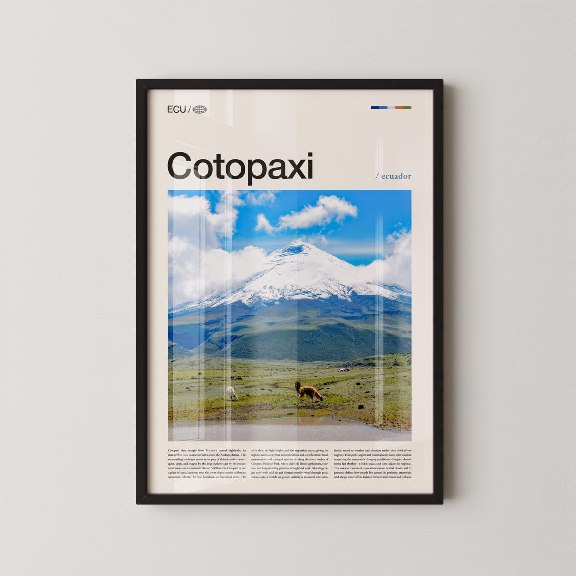 Cotopaxi Ecuador Snow Capped Andean Volcano Editorial Poster