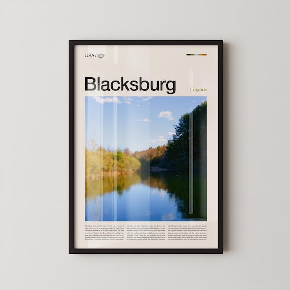 Blacksburg Virginia Lake Reflection Scenic Travel Photography Poster