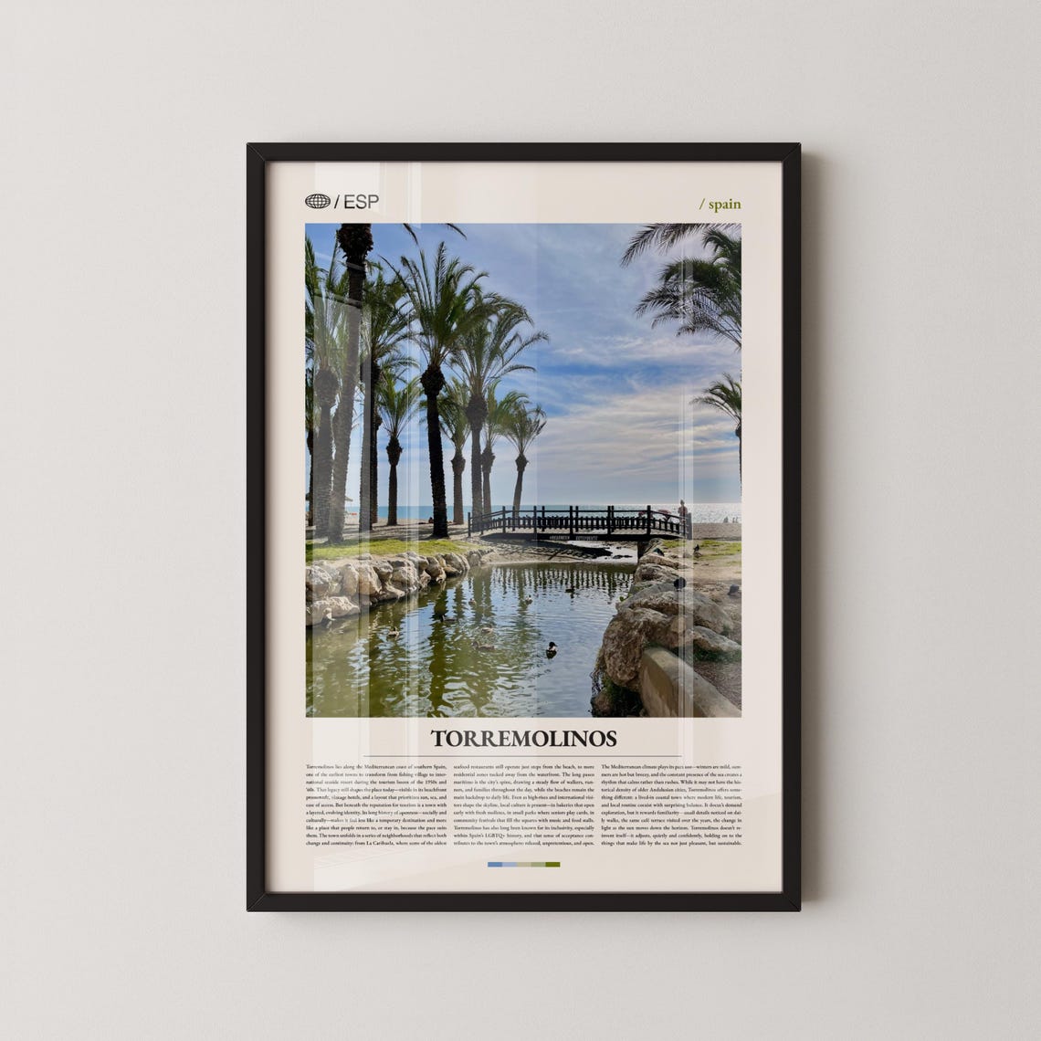 Torremolinos Spain Palm Trees Canal Bridge Beachfront Poster