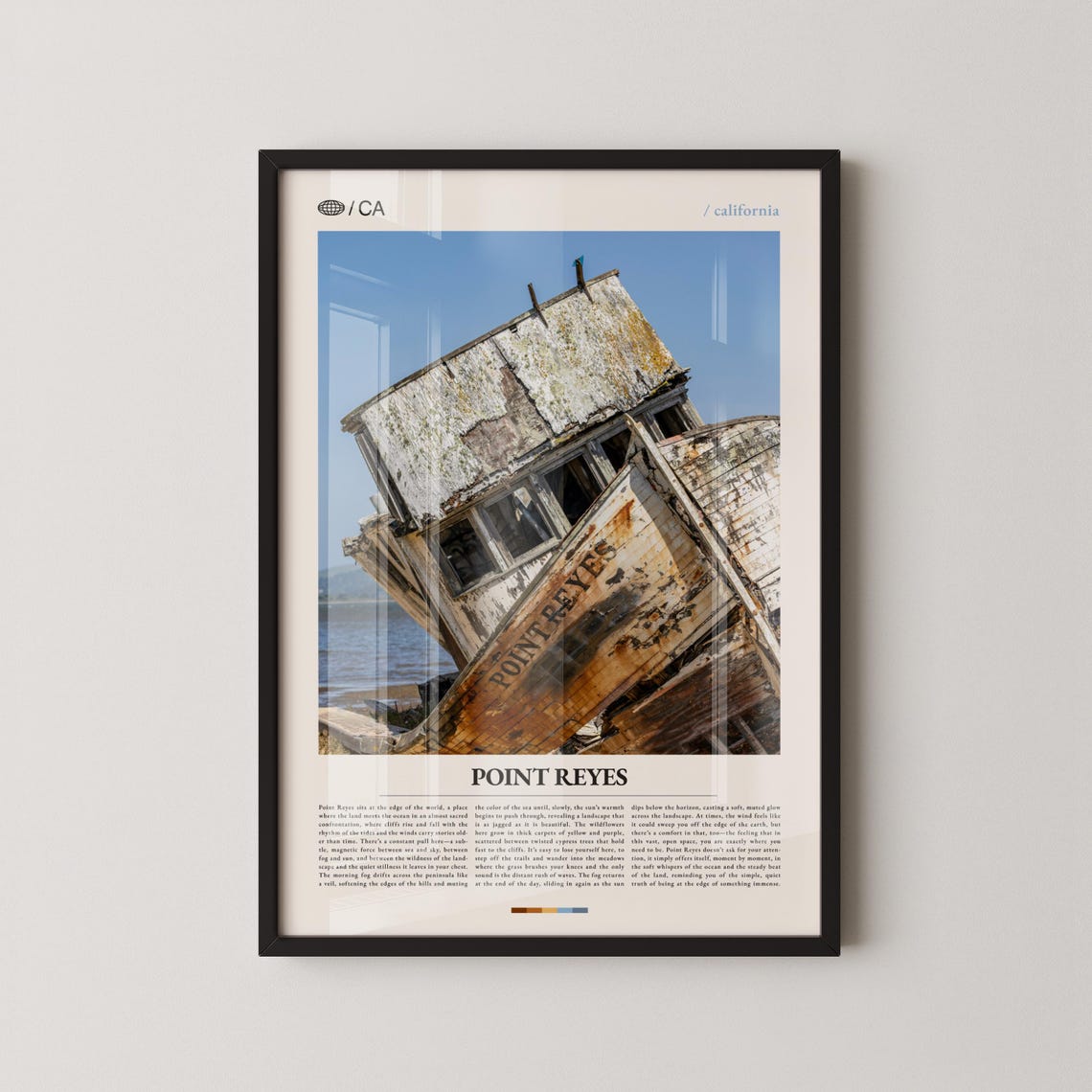 Point Reyes Shipwreck Boat Close-Up Title Below Photo Travel Poster