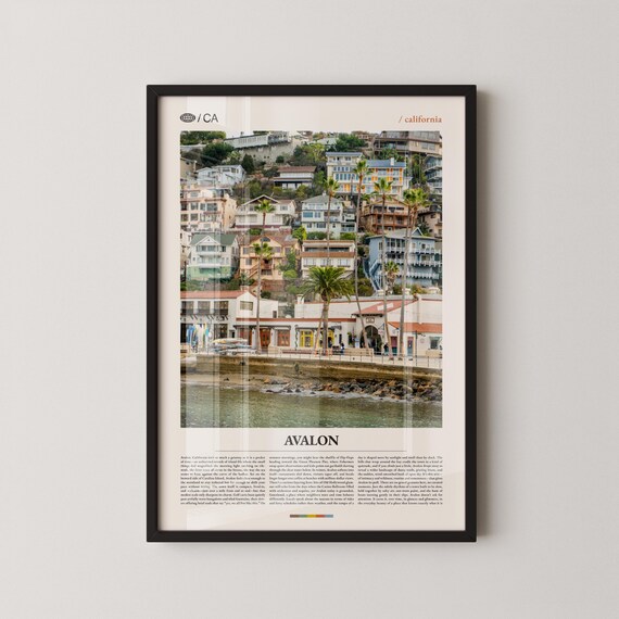 Avalon California Harbor Waterfront Palms Photo Travel Poster