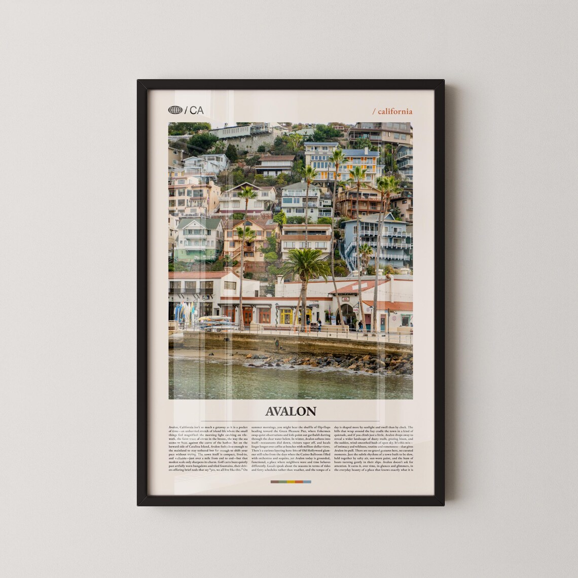 Avalon California Harbor Waterfront Palms Photo Travel Poster