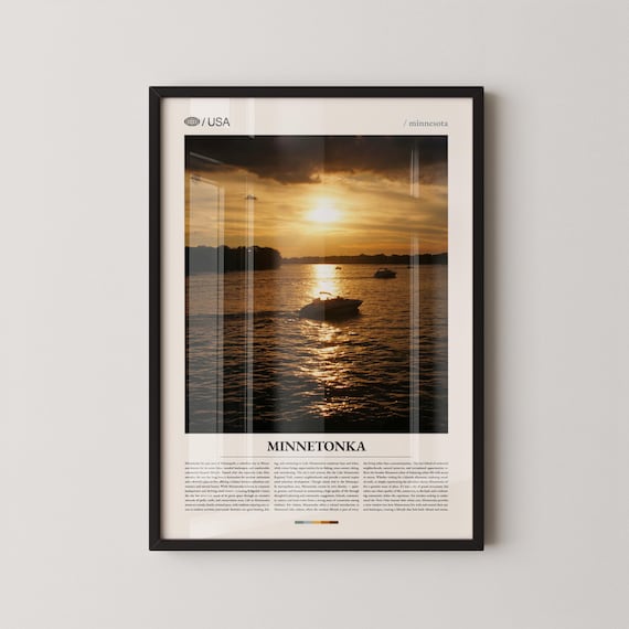 Lake Minnetonka Minnesota Sunset Boats Photography Travel Poster